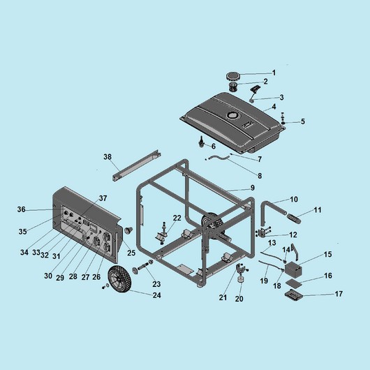 Топливный бак, рама и панель управления Champion GG6501E+ATS